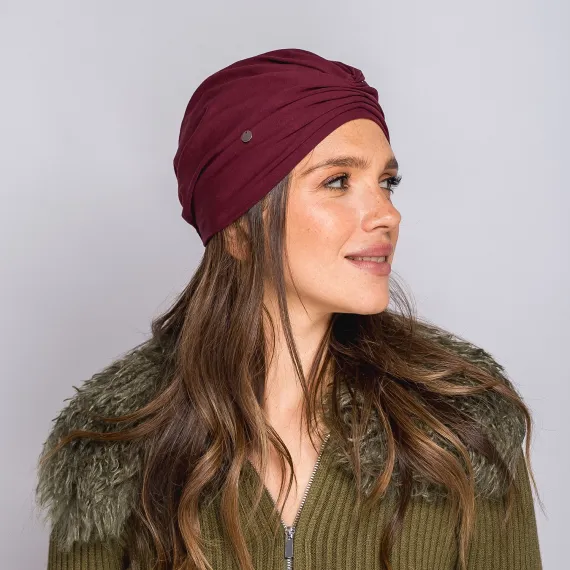 Elegancki Turban damski w kolorze burgundowym