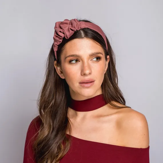 Opaska z marszczeniem pudrowy róż