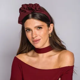 Opaska marszczona w kolorze burgundowym