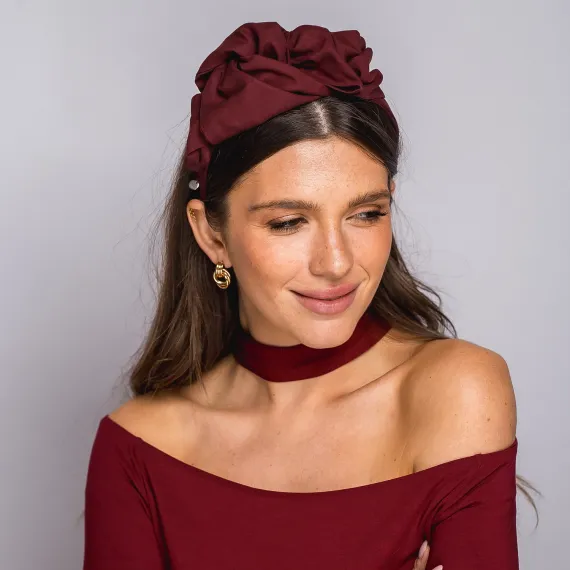 Opaska turbanowa w kolorze burgundowym