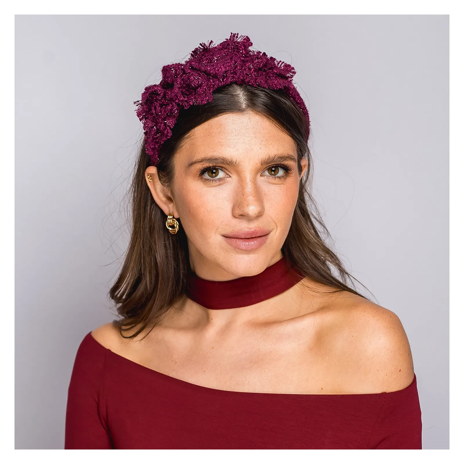 Bordo tweedowa opaska