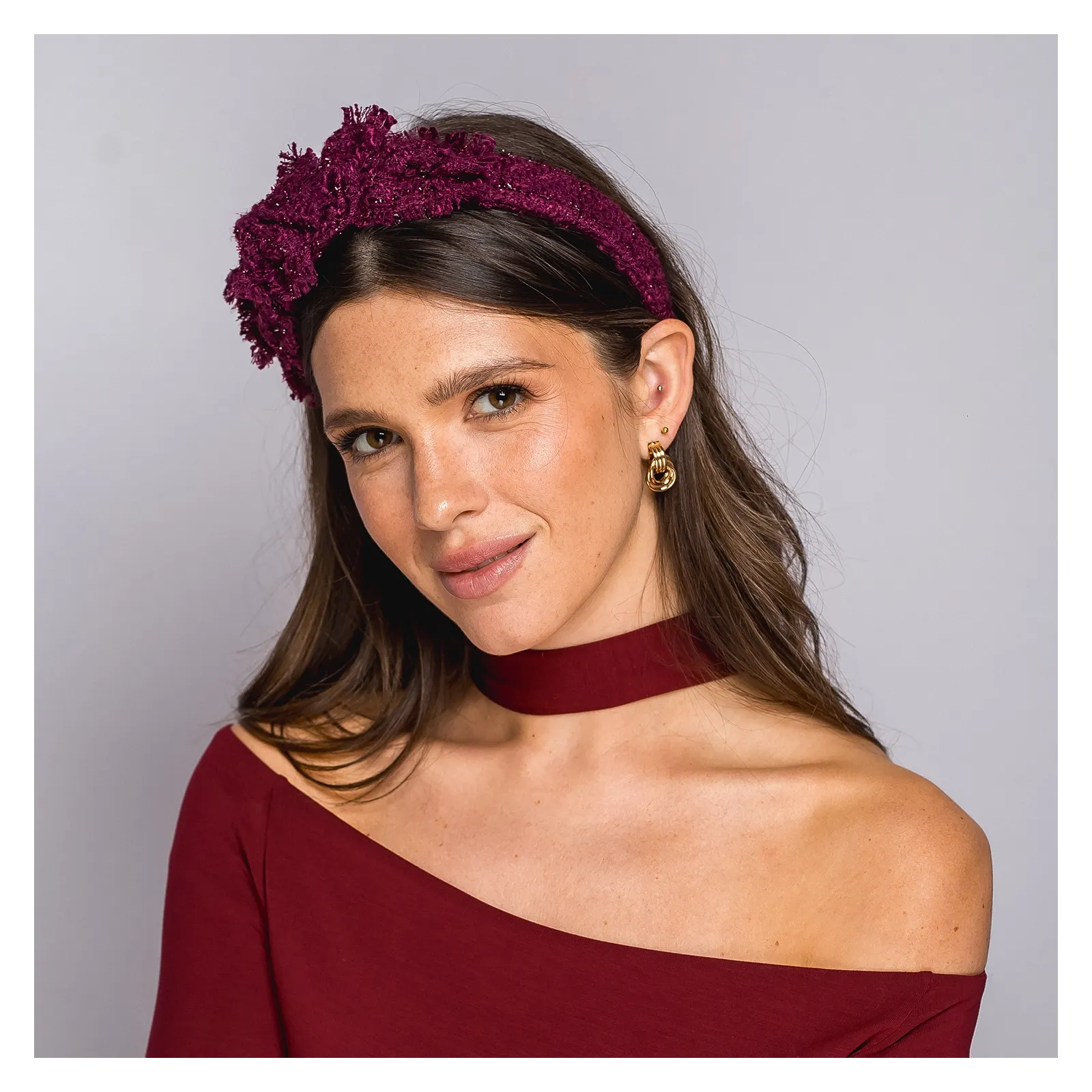 Bordo tweedowa opaska