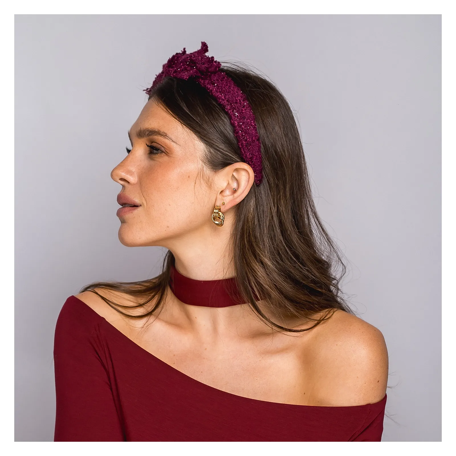 Bordo tweedowa opaska