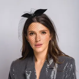 Ozdoba do włosów  fascynator z woalką i kokardą