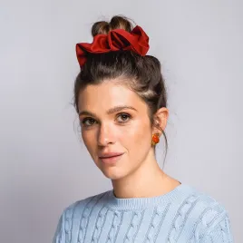 Wiskozowa gumka scrunchie w kolorze ceglanym