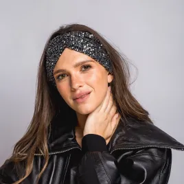 Elastyczna opaska w srebrne cekiny