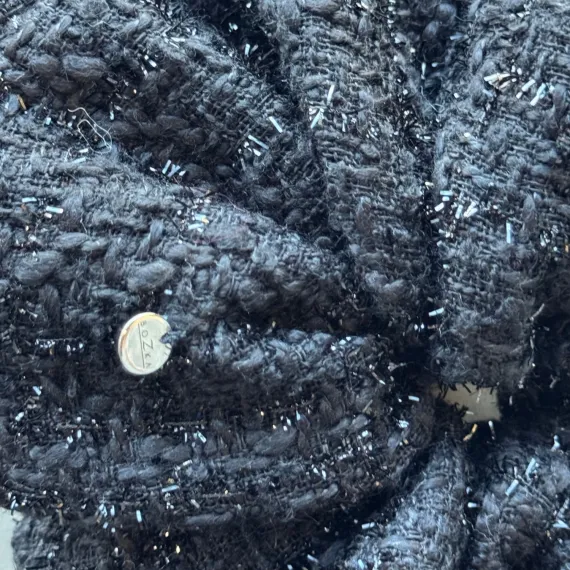 Czarna duża gumka do włosów z tweedu