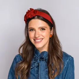 Ozdobna opaska handmade czerwień terakota.