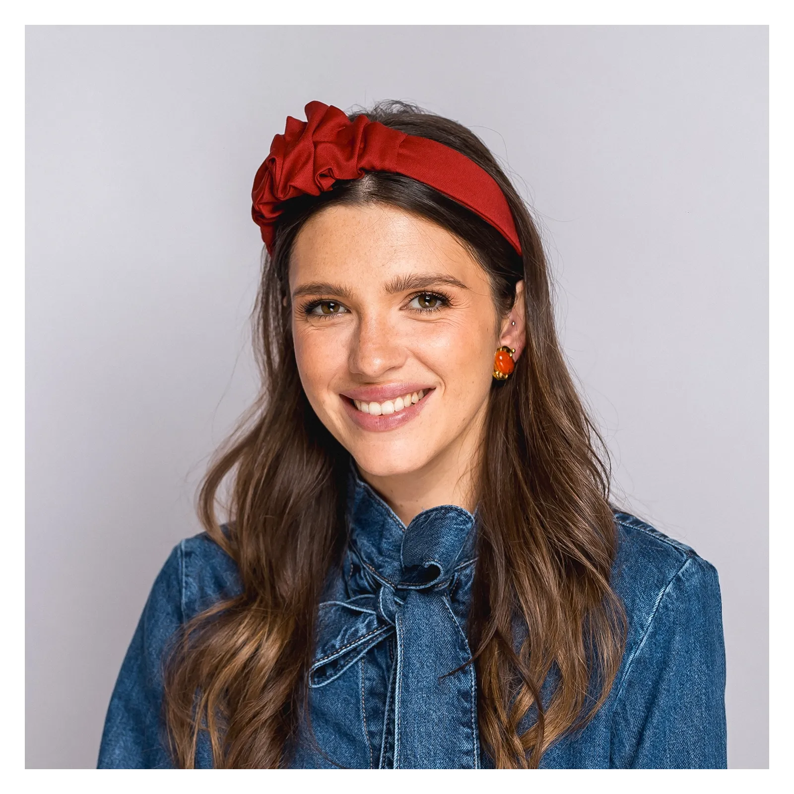 Ozdobna opaska handmade czerwień terakota.