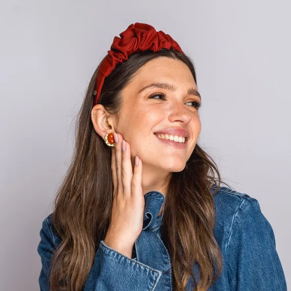 Ozdobna opaska handmade czerwień terakota.