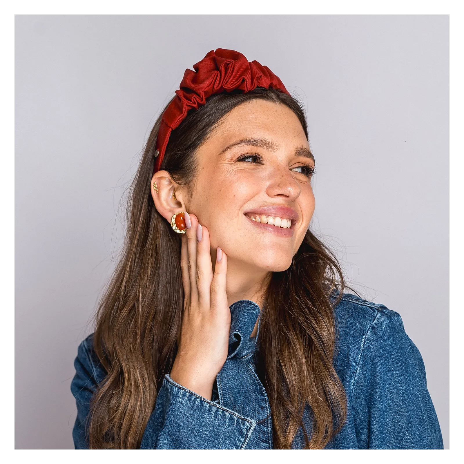 Ozdobna opaska handmade czerwień terakota.