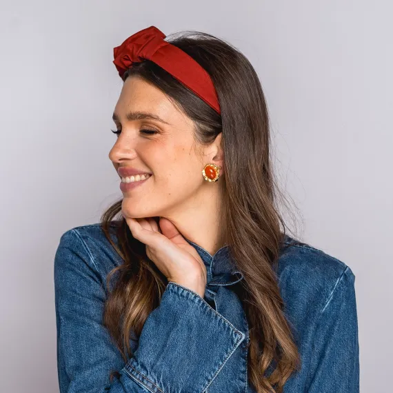 Ozdobna opaska handmade czerwień terakota.