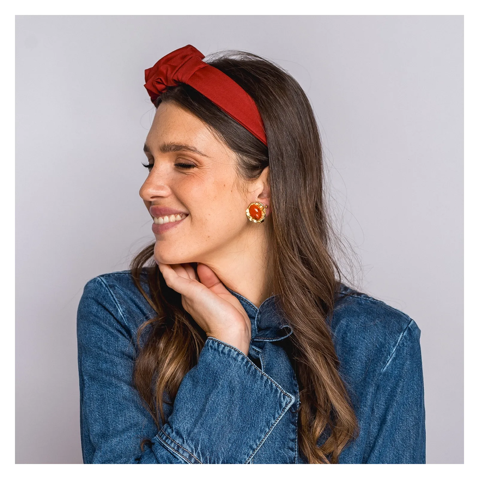 Ozdobna opaska handmade czerwień terakota.