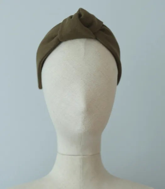 Opaska do włosów z węzłem khaki polska marka.