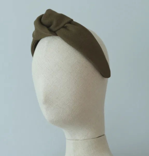 Opaska do włosów z węzłem khaki polska marka.