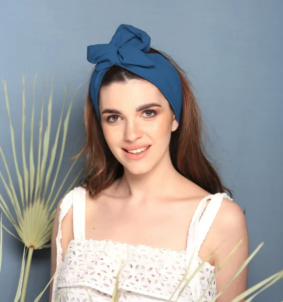 Chabrowy opaska turban letni z lnu.