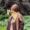 Chusta turban na głowę wiązana brązowa.
