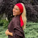 Chusta na głowę damska czerwona gładka.